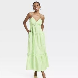 Lime Green Spaghetti Strap Maxi Dress